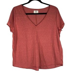 PST Mauve Boho V-Neck Short Sleeve Casual Top Size Large